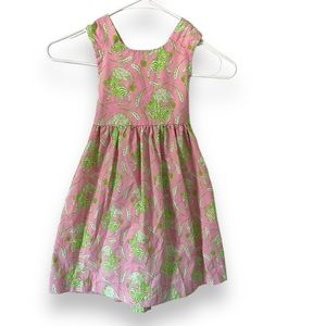 Govango Girl’s Flying Zebra Tropical Print Green and Pink Dress Size 5